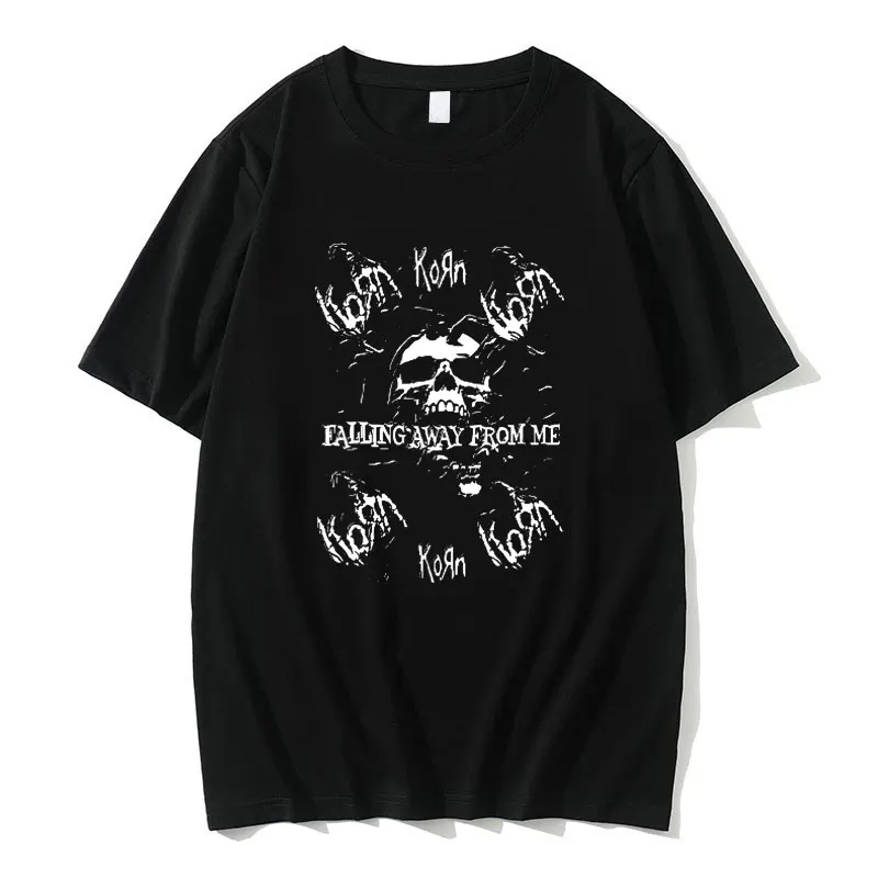

Rock Band Korn Print T-shirt Skeleton Graphic Tshirt Men Women Casual Oversized Clothing Male Vintage 100% Pure Cotton T Shirts