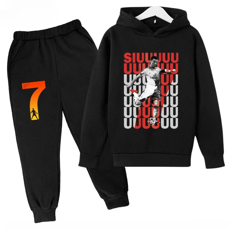 thumbnail image 1 of Conjunto de sudadera y pantalones deportivos para niños, conjunto de 2 piezas para niños y niñas, ropa para niños con estampado de avatar de Ronaldo, 1 of 4