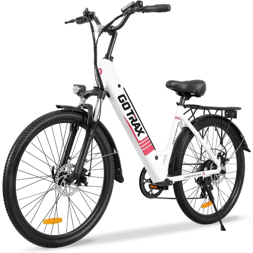 

26" Electric Bike, Max Range 30Miles(Pedal-assist1) 3 Riding Modes & Adjustable Seat, 7-Speed & Front Shock Absorber