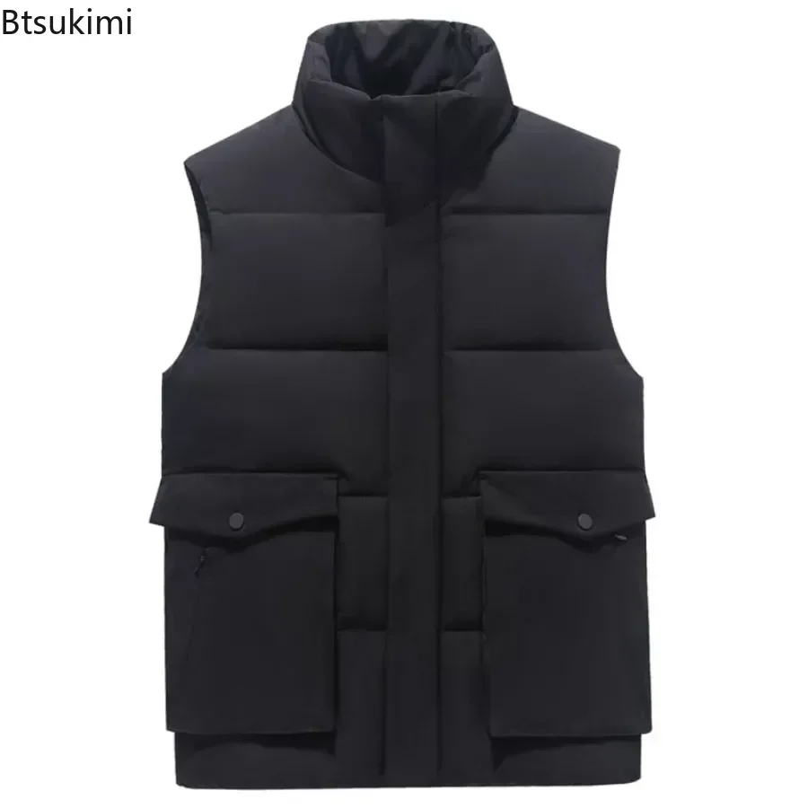 2024 Men's Winter Warm Cotton Jacket Vest Coats Thick Keep Warm Vests Men Stand Collar Zipper Design Warm Vests for Men Clothes pen holder large capacity round keep tidy creative design desktop makeup brush pencil holder container school supplies