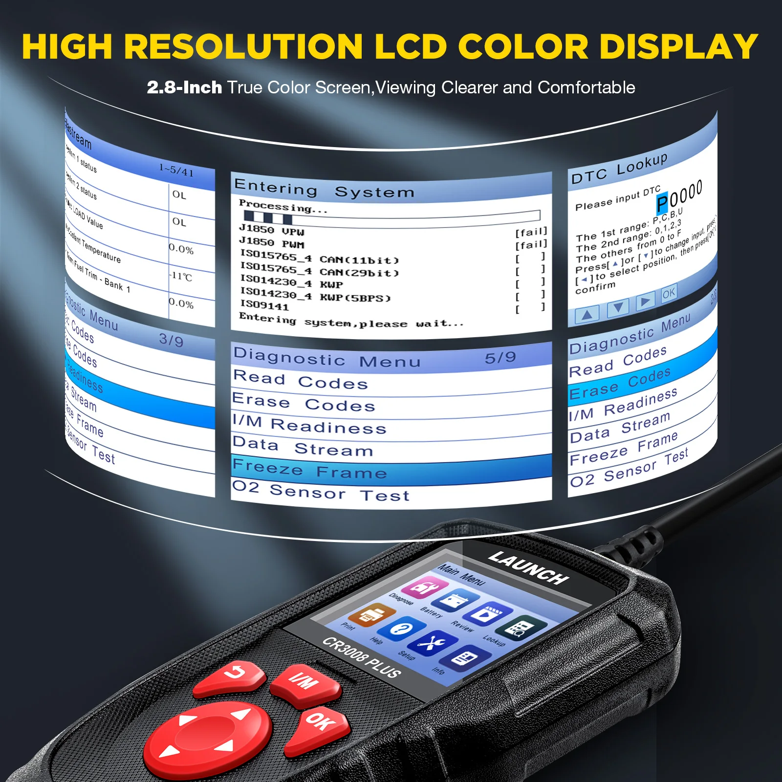 2025 NEW LAUNCH CR3008 PLUS OBD2 Scanner Diagnostic Tool Enhanced Check Engine Code Reader Battery Test OBDII Car Scan Tool 5