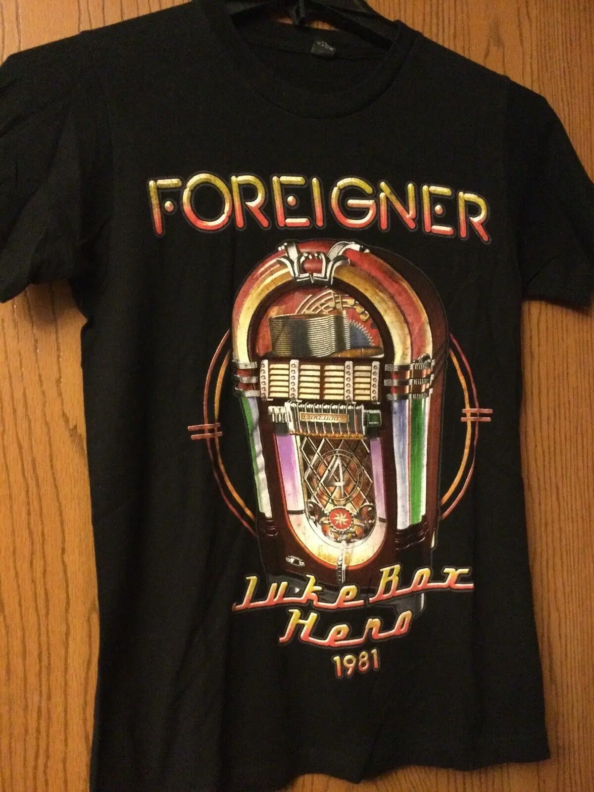 Straniero "Juke Box Heroes 1981" 2015 Camicia Nera S Unisex. Maniche Lunghe