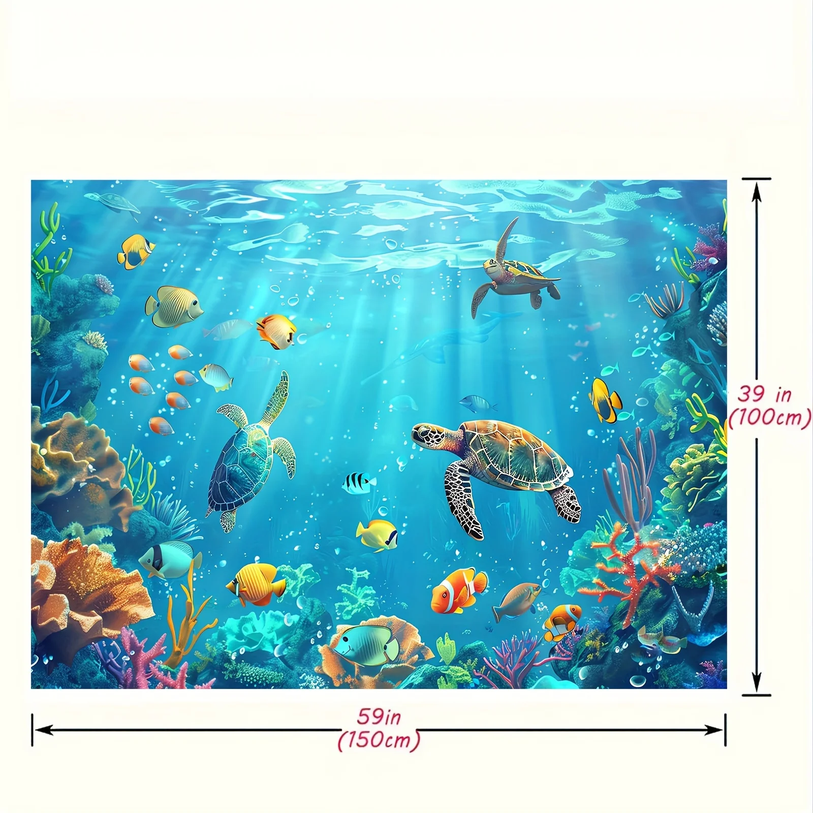 Hintergrundtuch für Unterwasserpartys – Unterwasserwelt-Thema mit Fisch- und Unterwasser-Design – Detail 10
