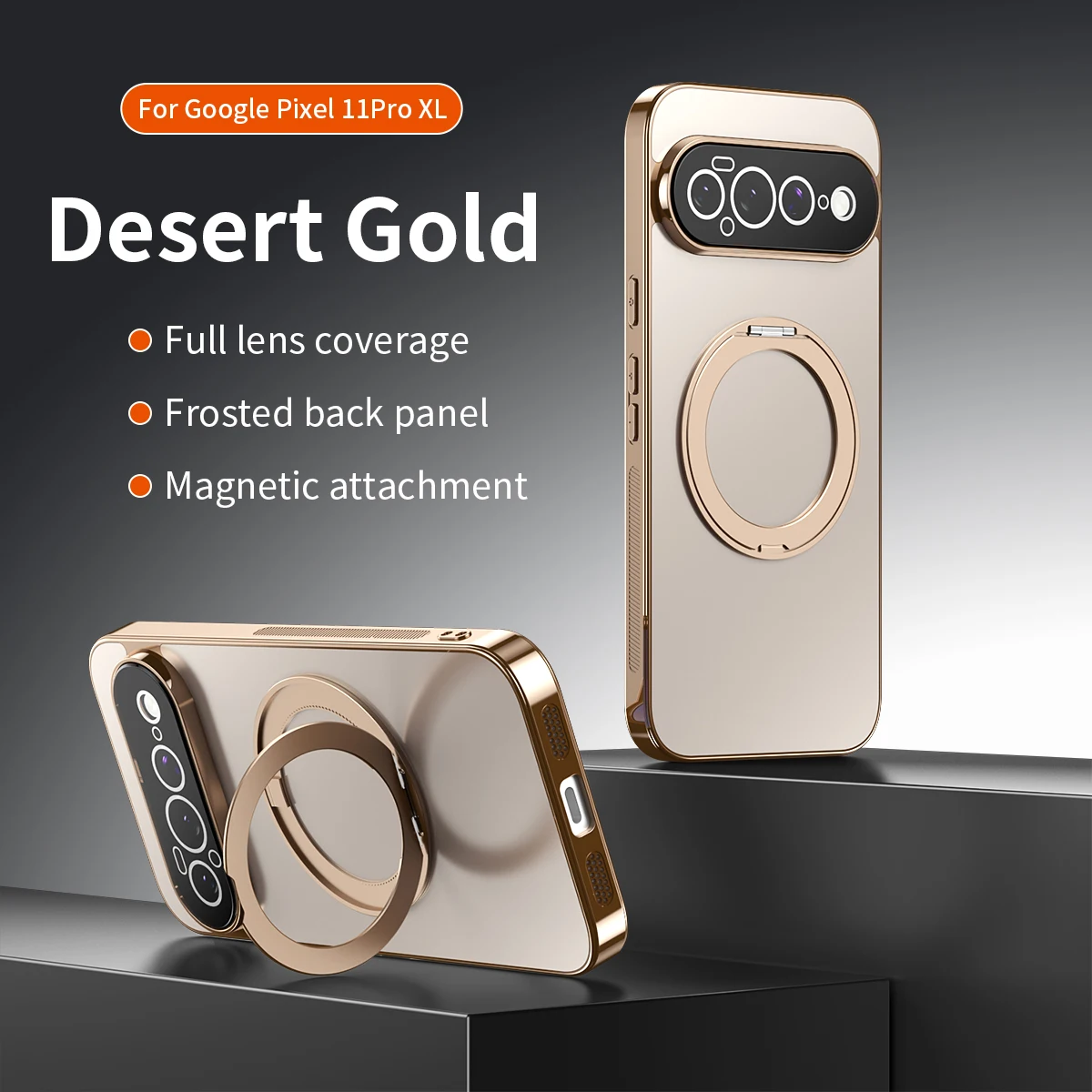 Luxury Rotating Magnetic Ring Stand Phone Case with Plating Protector Cover