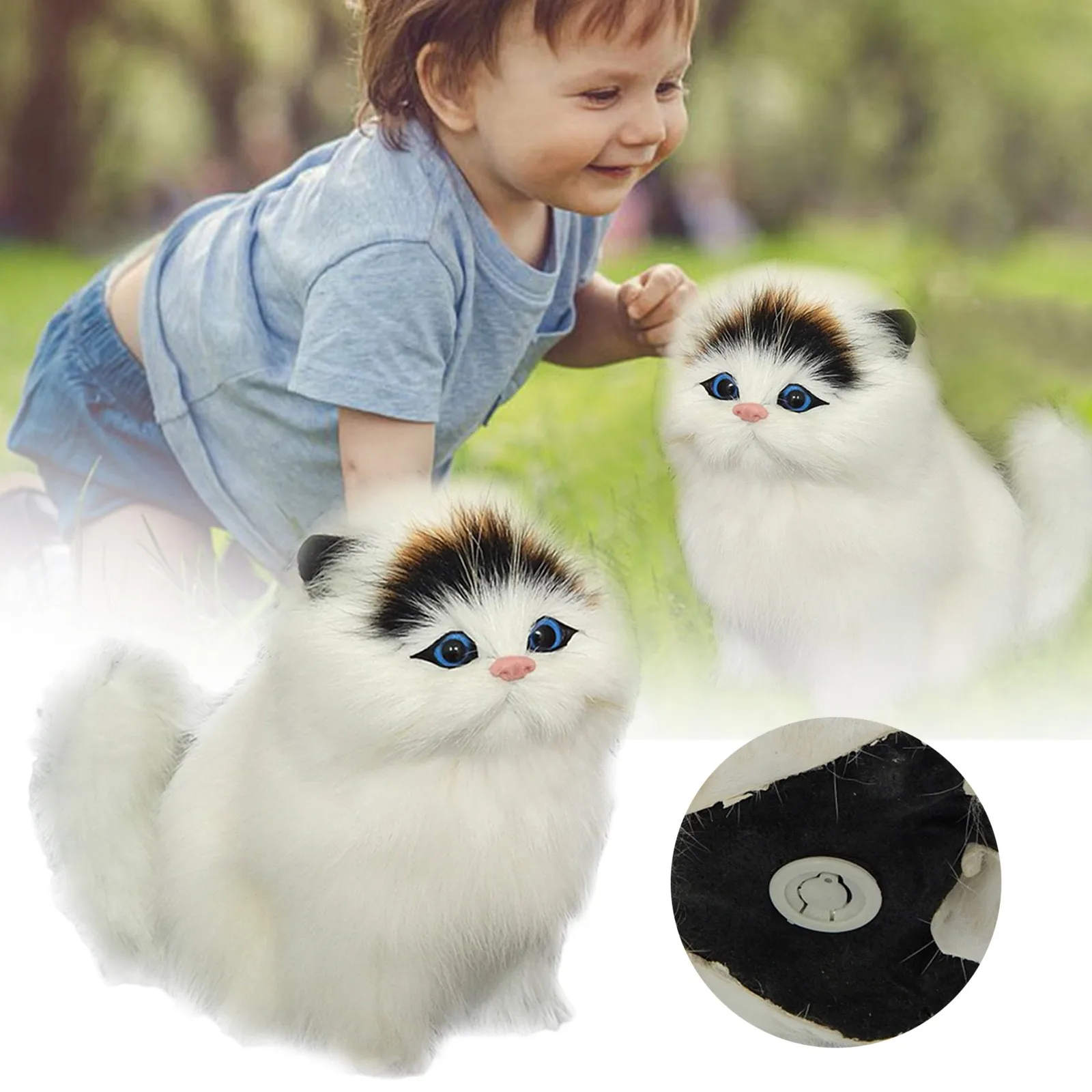 시뮬레이션 미니 고양이 귀여운 플러시 고양이 소리 나는 어린이 생일 선물 창의..