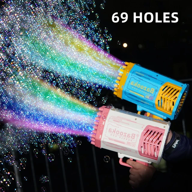 44/64/69 Holes Kids Gatling's Bubble Gun Toy Charging Electric Automatic Bubble Machine Summer Outdoor Soap Water Children Toys 1