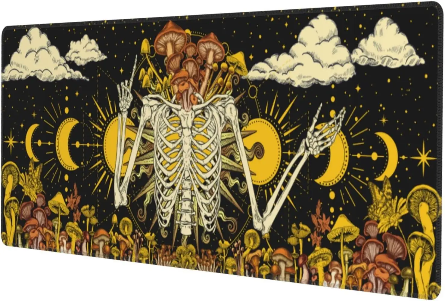

Mushroom Skeleton Plants Mouse Pad XL Extended Mousepad Desk Pad Nonslip Rubber Mice Mats Stitched Edges Playmat 31.5x11.8 Inch