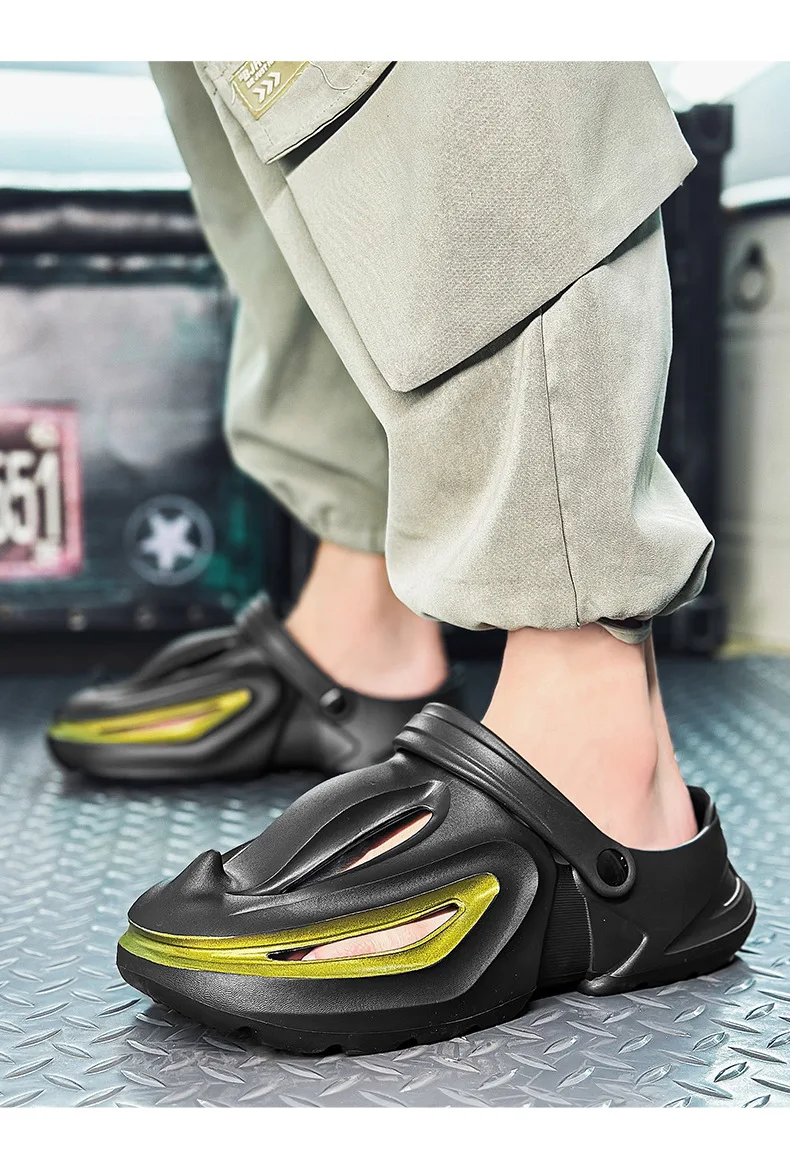 Evshine Men Shark Slides Eva Flat Sandals Summer Beach Footwear_voghion.com