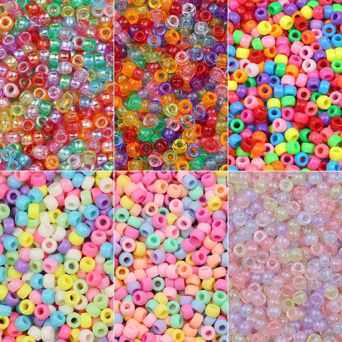 Multi-colored Large Hole Pony Beads Plastic Beads 200-1200Pcs For Bracelets Making DIY Crafts Jewelry Key Chains And Decorations