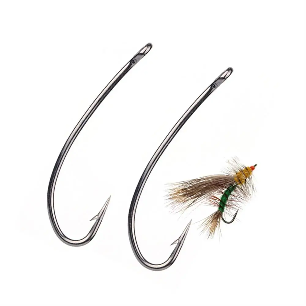 

3X Curve Shank Fly Fishing Hooks #4 ~ #20 Barbed Caddis Hooks Black Nickle Fly Tying Nymphs Hooks for Dry Flies/Stonefly/Salmon