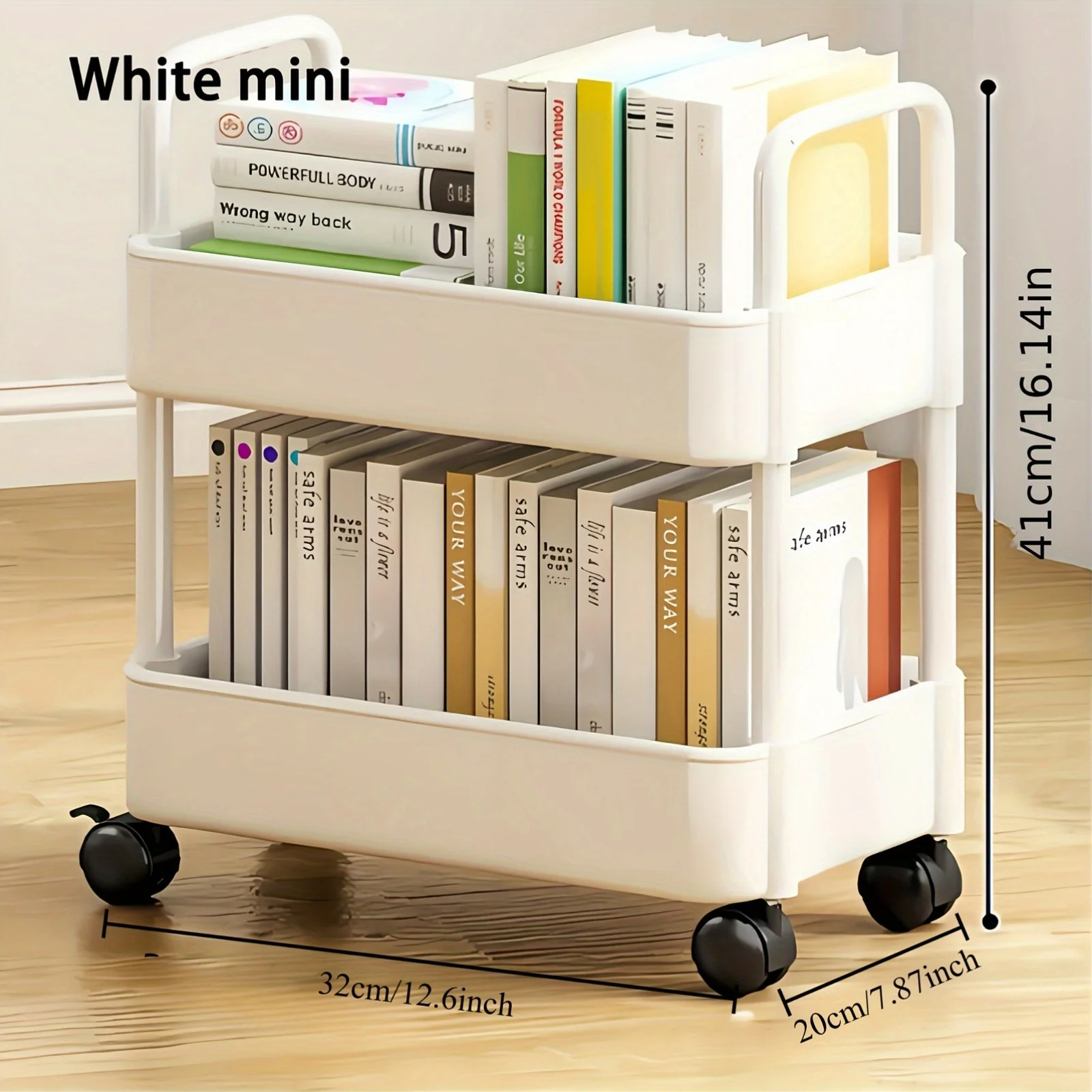 Multifunctional Double Layer Rolling Storage Cart Mobile Household Items Storage Cart with Wheels Bathroom Organizer