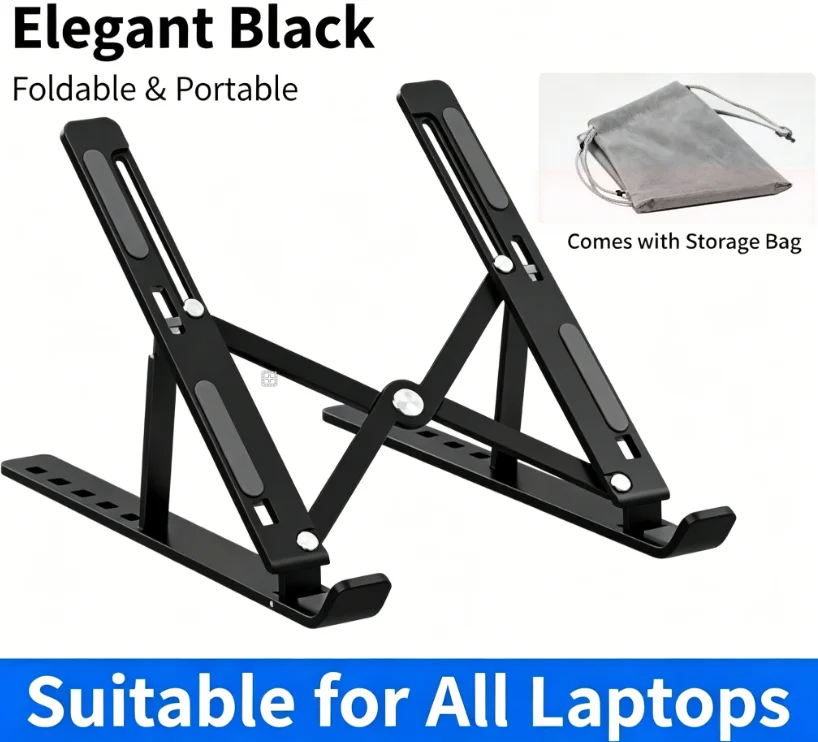 Portable Adjustable Aluminum Laptop Stand with Enhanced Ventilation and Heat Dissipation