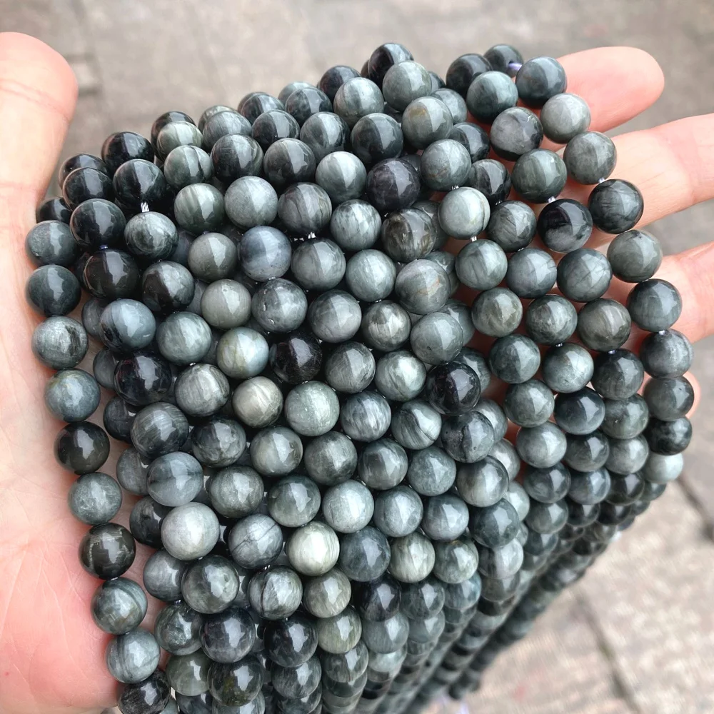 AAA Natural Stone Hawk's Eye Round Loose Beads 6/8/10mm for Jewelry Making Supplies DIY Bracelet Raw Material Accessories