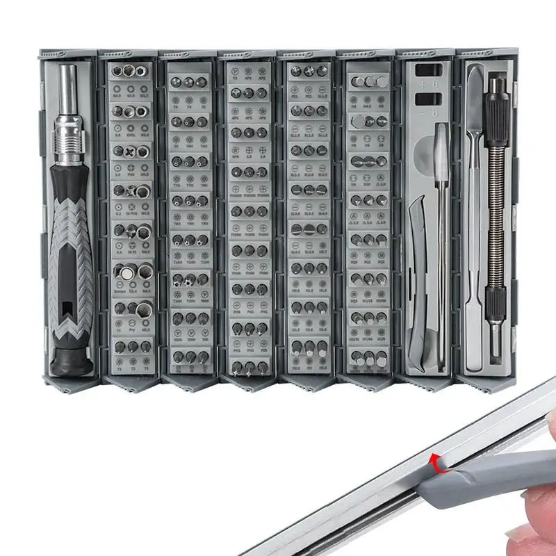 

Screwdriver Organizer Magnetic 126 Pcs Screw Driver Bit Set Kit Bamboo Shape Waterproof Rust-Proof Hand Tools Set For Classroom