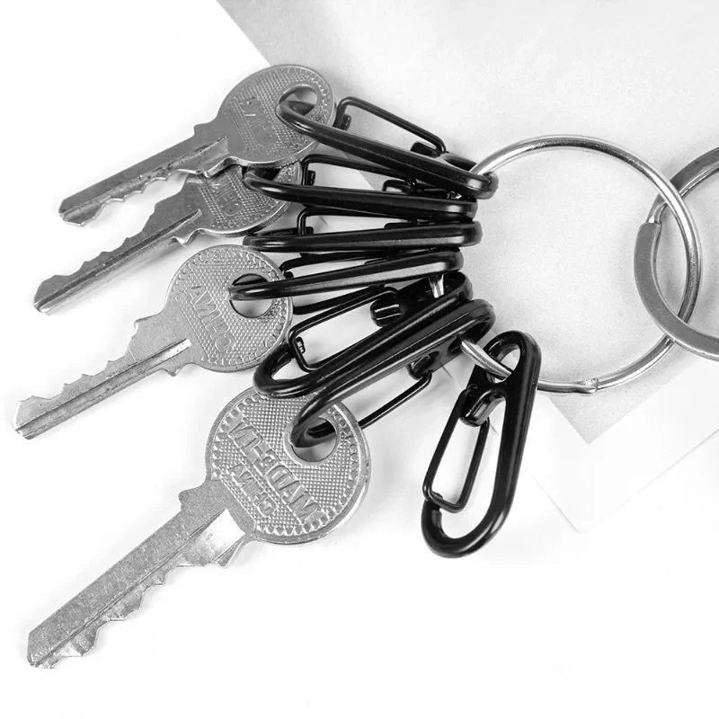 Zinc Alloy Key Carabiner Black Keyring Hanging Buckle No Easy Lose Color Burrless Key Chain Buckle Metal Keychain Accessories