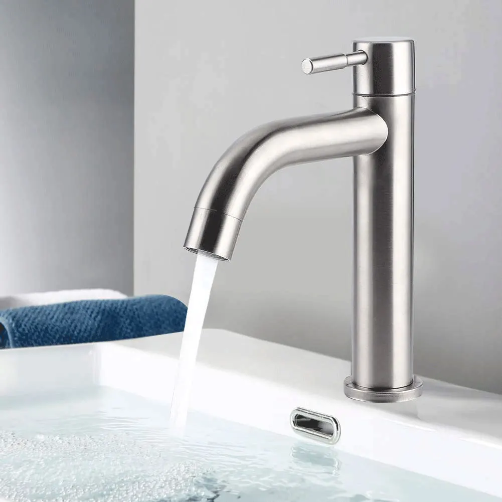 Bathroom Faucet Stainless Steel Single Cold Water Faucet Bathroom Basin Balcony Basin