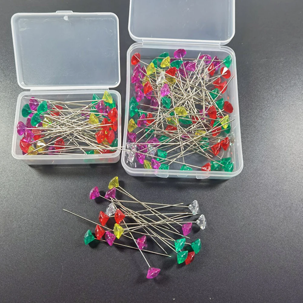 Long Diamond Head Pins Modelling Crafts Sewing Macrame Wigs 61mm Colorful Metal For Sewing Decoration Embroidery wig making t pins