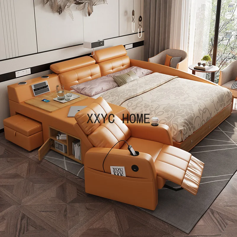 

Modern Luxury Double Bed Projector Massager Multifunctional Comferter Beds King Size Camas De Dormitorio Bedroom Furniture