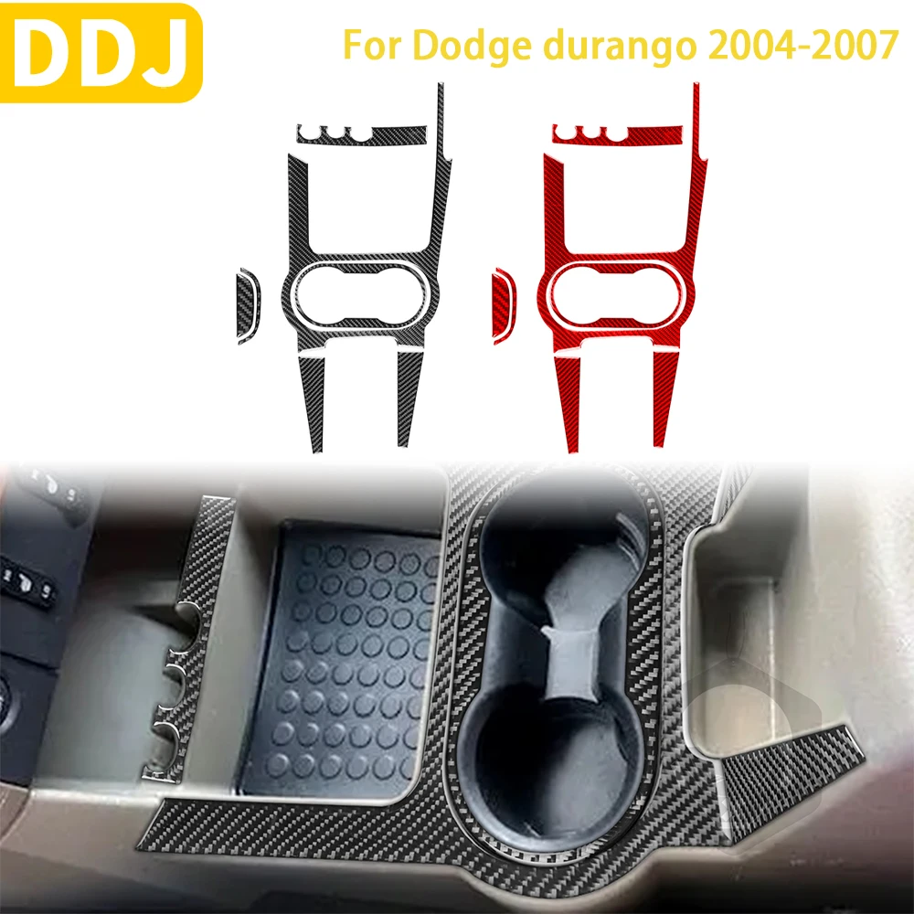 

Аксессуары для Dodge Durango 2004 2005 2006 2007, центральный подстаканник из углеродного волокна для салона автомобиля, коробка для хранения, наклейка для отделки панели