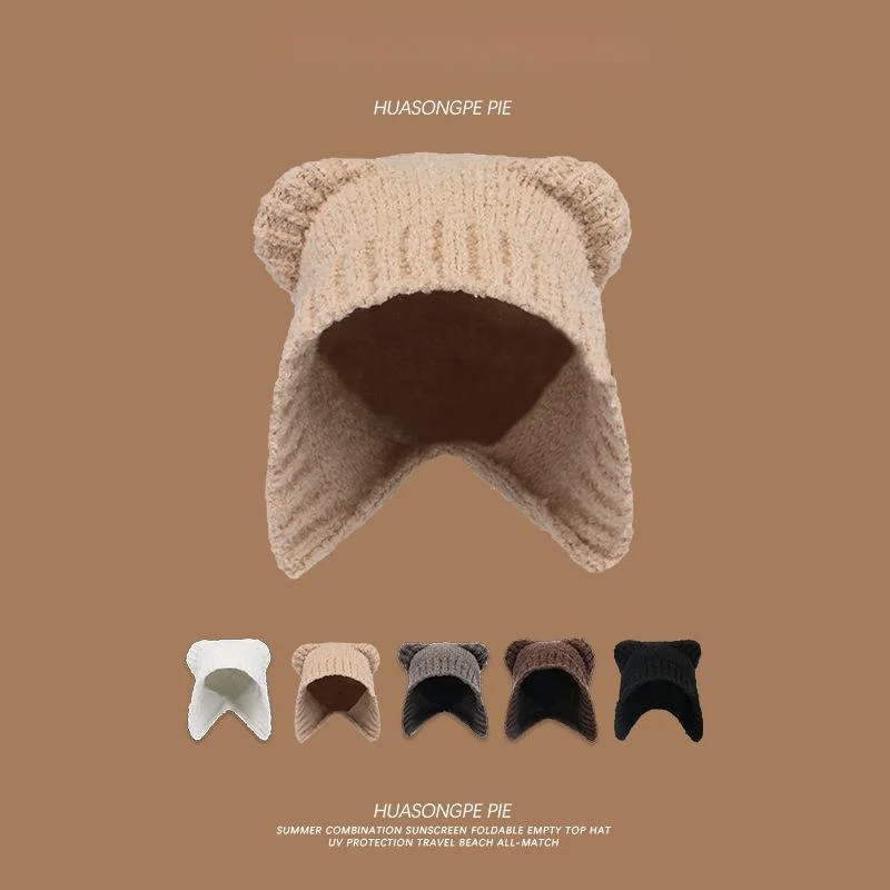 Cappello teddy bear in maglia con protezione per le orecchie_voghion.com