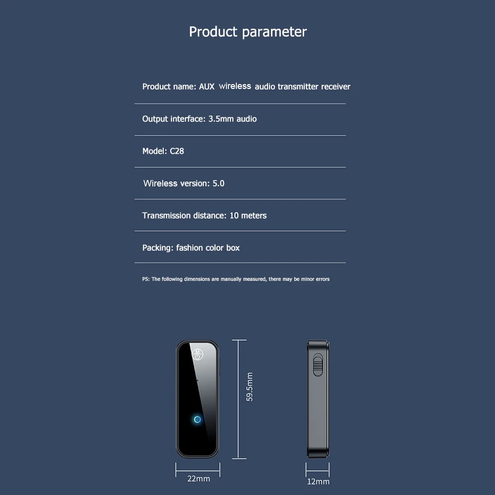 Bluetooth-Compatible 5.0 Transmitter Receiver 2 in 1 Audio Aux Adapter Wireless Receiver for Handsfree Call for Car Audio Music