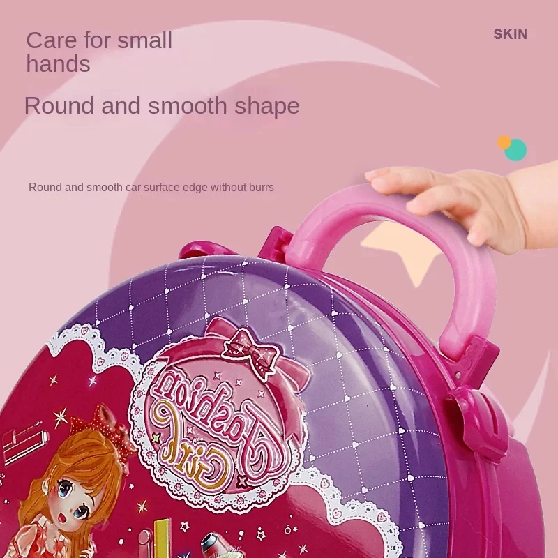 3 in 1 Kids Makeup Toy Set Girls Cosmetics Cosplay Princess Dresser Lipstick Pretend Toy Suitcase Toy Birthday Gift 3