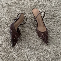 2026 String Bead Mesh Embroider Slingback High Heels Women Sexy Pointed Toe Heeled Sandals Summer Elegant Luxury Designer Shoes - Image 4