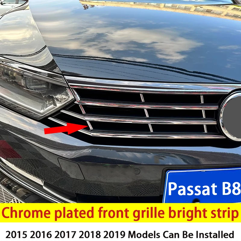 Фото Передняя решетка для Vw Passat B8, хромированная Декоративная полоса, модель 2015, 2016, 2017, 2018, 2019, передняя решетка, хромированная полоса №2