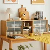 Living Room Bamboo Tea Cabinet Multi-functional Storage Changhong Glass Shelves Adjustable Kitchen Organizer Home Storage Unit 1