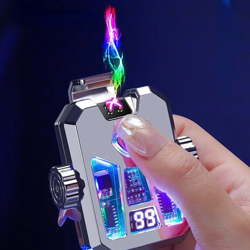 

Creative Mecha Gyro Touch Lighter Double Arc Usb Charging Lighter Men'S Gadget High-End Gift Smoking Accesoires 2024