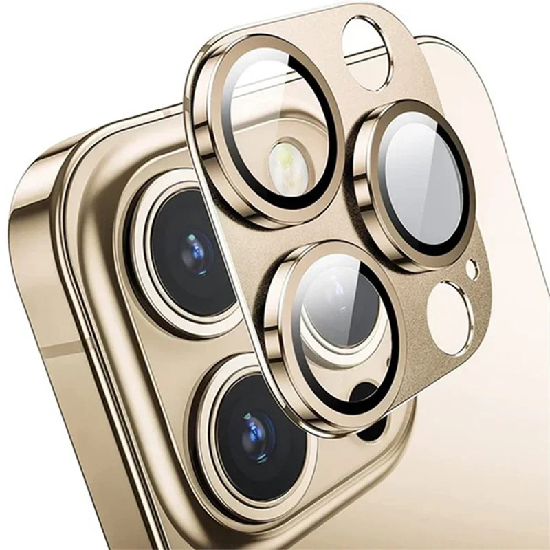 Premium Camera Protection Glass with Metal Ring Film and Lens Cover