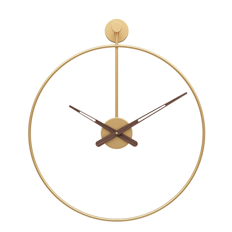 Large Round Metal Silent Wall Clock gold  