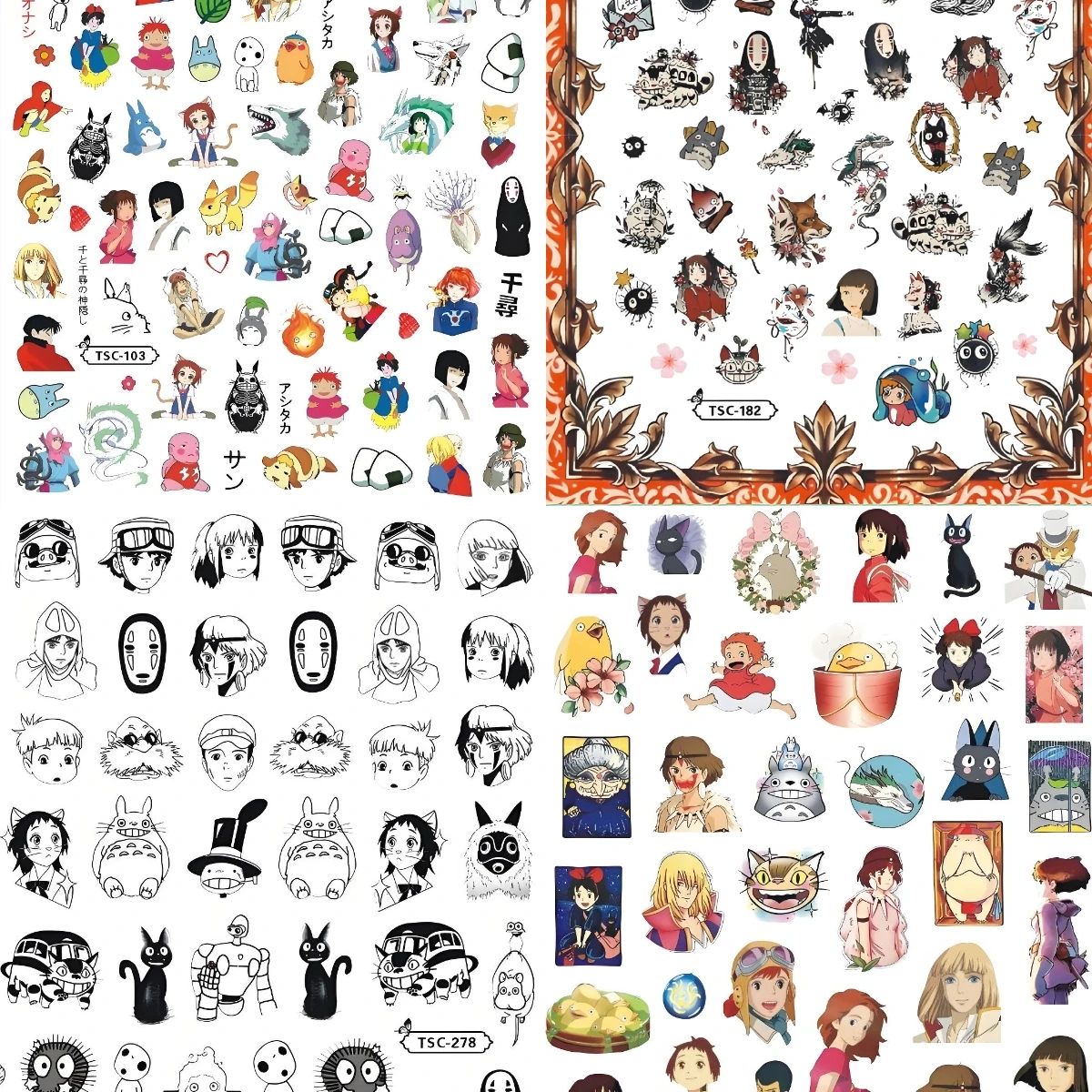 TSC-103 Hayao Miyazaki Neighbor Totoro Howl Face Man Anime Collection 3d Nail Art Stickers for DIY Nail Fashion