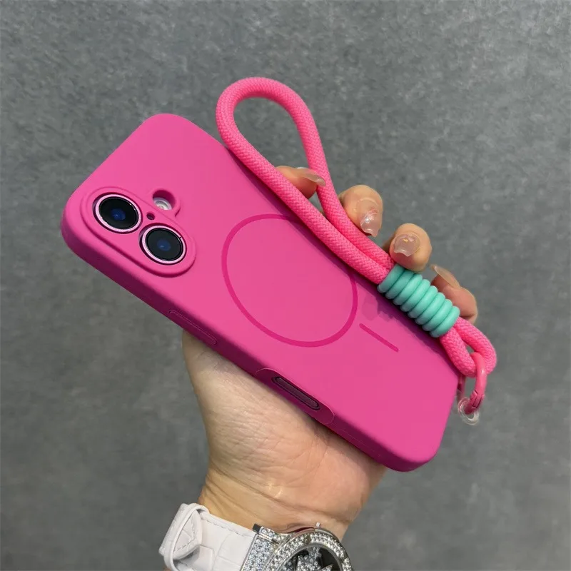 Candy Color Shockproof Liquid Silicone Lanyard Case with Hand Wrist Strap