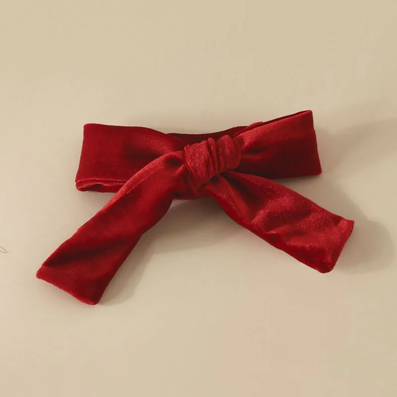 

Baby Girls Christmas Outfits Red Color Long Sleeve Velvet Rompers Flare Pants Headband 3Pcs Fall Clothes Set