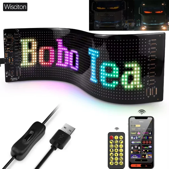 led Matrix display car panel flexible pixel Programmable scrolling advertising DIY Animation Text Icon matrix panel RGB Pattern