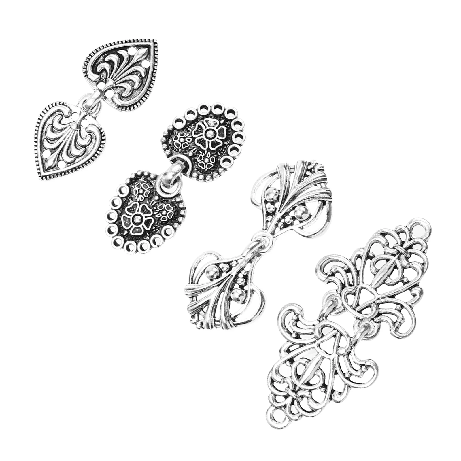 4쌍 빈티지 망토 케이프 버클 레트로 스타일 금속 잠금장치 치파오 가디건 케이프 코트 장식 DIY 버튼 액세서리