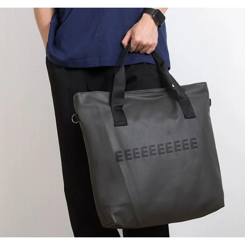 Fashion Brand Double Line Men's Handbag Luxury Design Embossed Letter Waterproof Tote Bag Women's Large Capacity Shopping Bag