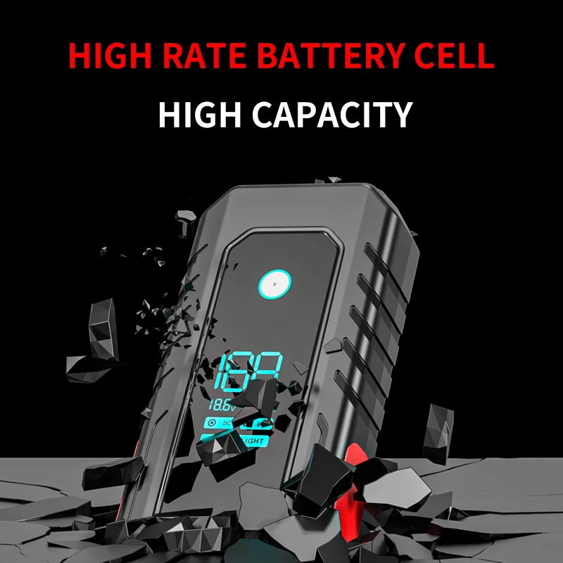Avviatore di emergenza per auto 12V 1000A-3000A, batteria al litio 12000mAh-30000mAh, ricarica rapida PD140W, booster di salto per gas fino a 12,0 litri 9,0 litri diesel - immagine 3