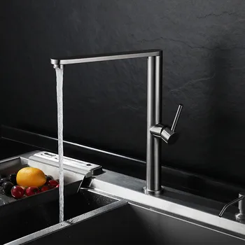 304 ก๊อกน้ําอ่างล้างหน้าสแตนเลสนิกเกิล/สีดํา/สีเบจ 360 องศาหมุน KITCHEN TAP ร้อนเย็นน้ําอ่างล้างจานก๊อกน้ํา 1