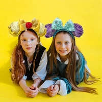 Disney World Minnie Ear Headband For Child EarsWomen Disneyland Mickey Adult/Women Disneyland Leather Plush Sequin Cosplay Girls