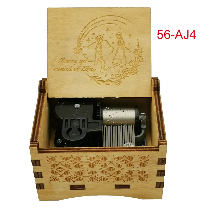 Howl's Wooden Music Box Moving Castle Laser Engraving Clockwork Type /Hand-operated Type Home Decoration Gift