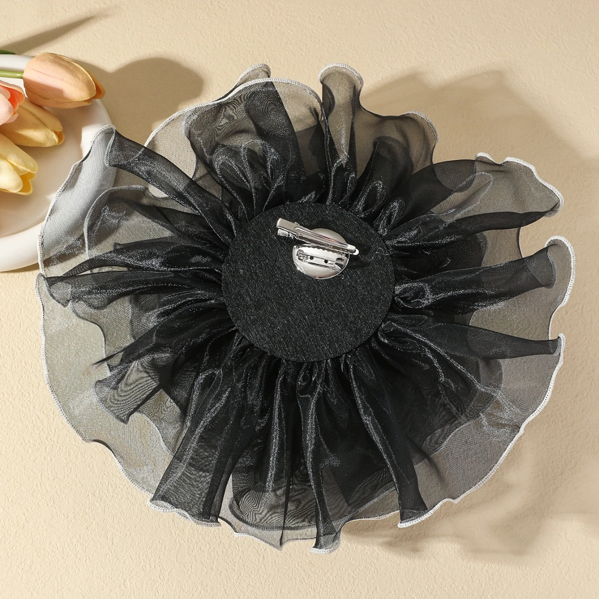 27CM Fashion Exaggerated Black Lace Rose Flower Large Brooch for Women Luxury Trend Pin Brooches Party Clothing Jewelry Gifts