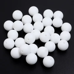 Colorful Silicone Beads - 20pcs Round Loose Spacer Beads for DIY Crafts and Accessories (White)