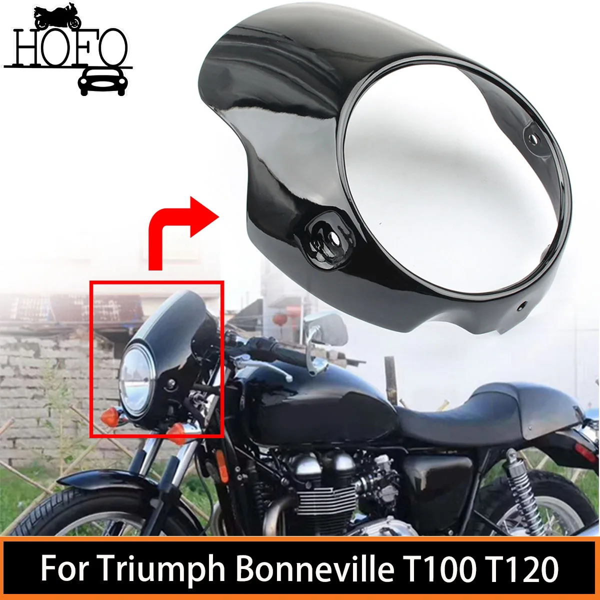 Scheinwerferverkleidung Für Triumph Bonneville T100 T120 – In Mattschwarz, Glänzend Oder Kohlefaser-Optik, Aus ABS