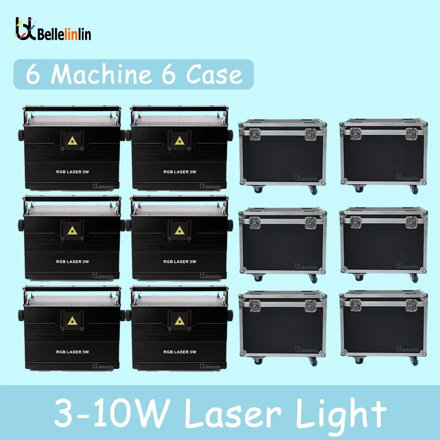 

0 Tax 6Pcs New 3/4/5/8/10W RGB Full Color Animation Laser With Case DJ Disco Light Party Lights For Disco Parties