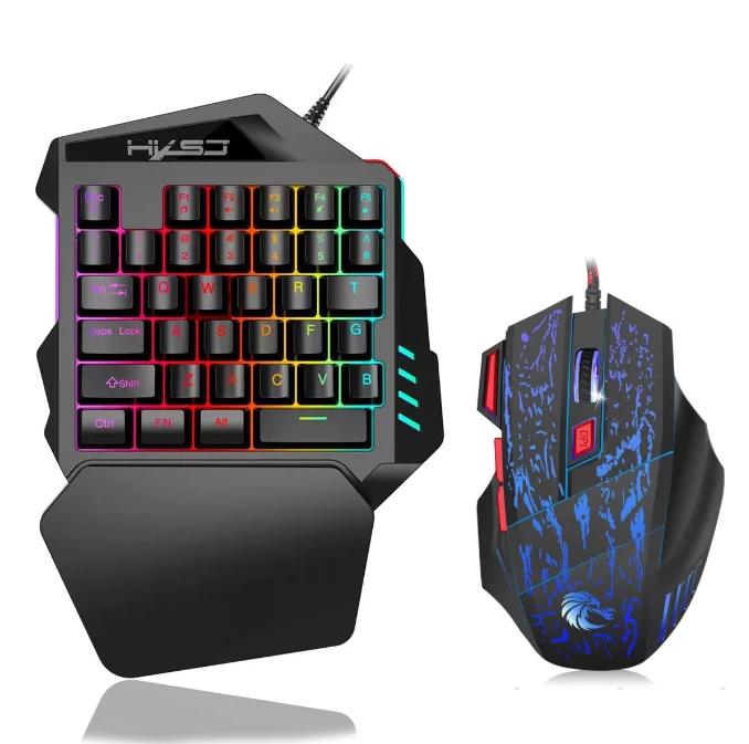 35 Key Film Colorful One Handed Keyboard, Mechanical Feel Game, Left-Handed Gun God Throne, Ergonomic Wired Mobile Game Keyboard