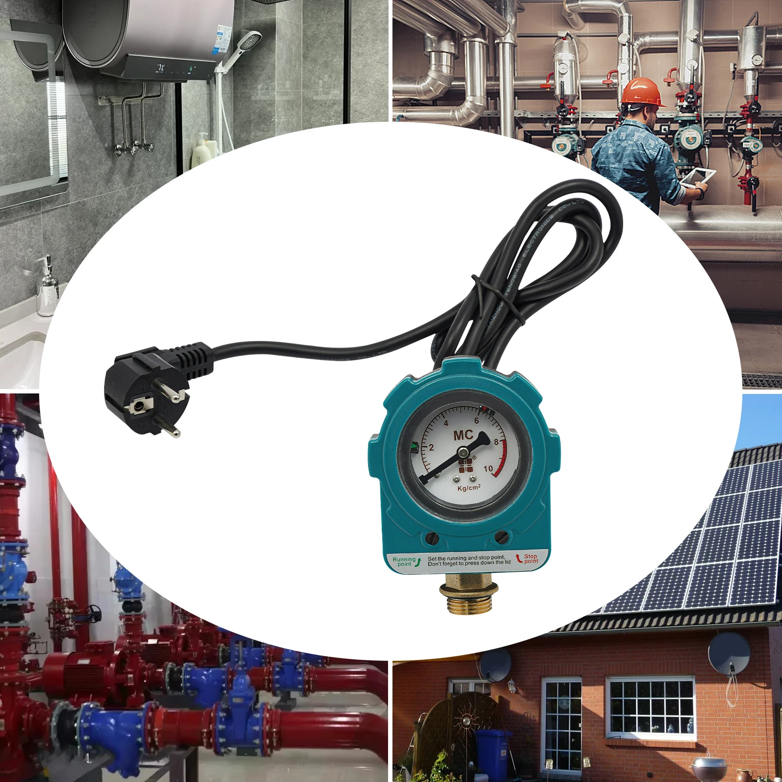 Druckschalter 1,5KW Pumpendruckschalter IP65 Blauer Pumpendruckregler für Tauchpumpe Strahlpumpe – Detail 8