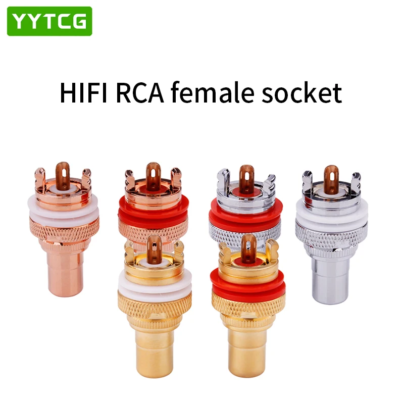 Yytcg Pcs Rca Fêmea Chassis Soquete do Conector Cmc Banhado a Ródio Jack de Cobre 32 mm Cobre Plug Amp Hifi Branco Vermelho Áudio Jacks