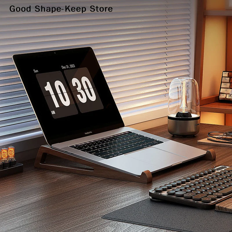 Ergonomic Wooden Laptop Stand with Portable Triangular Design